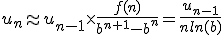 3$u_n\approx u_{n-1}\times\frac{f(n)}{b^{n+1}-b^n}=\frac{u_{n-1}}{n ln(b)}